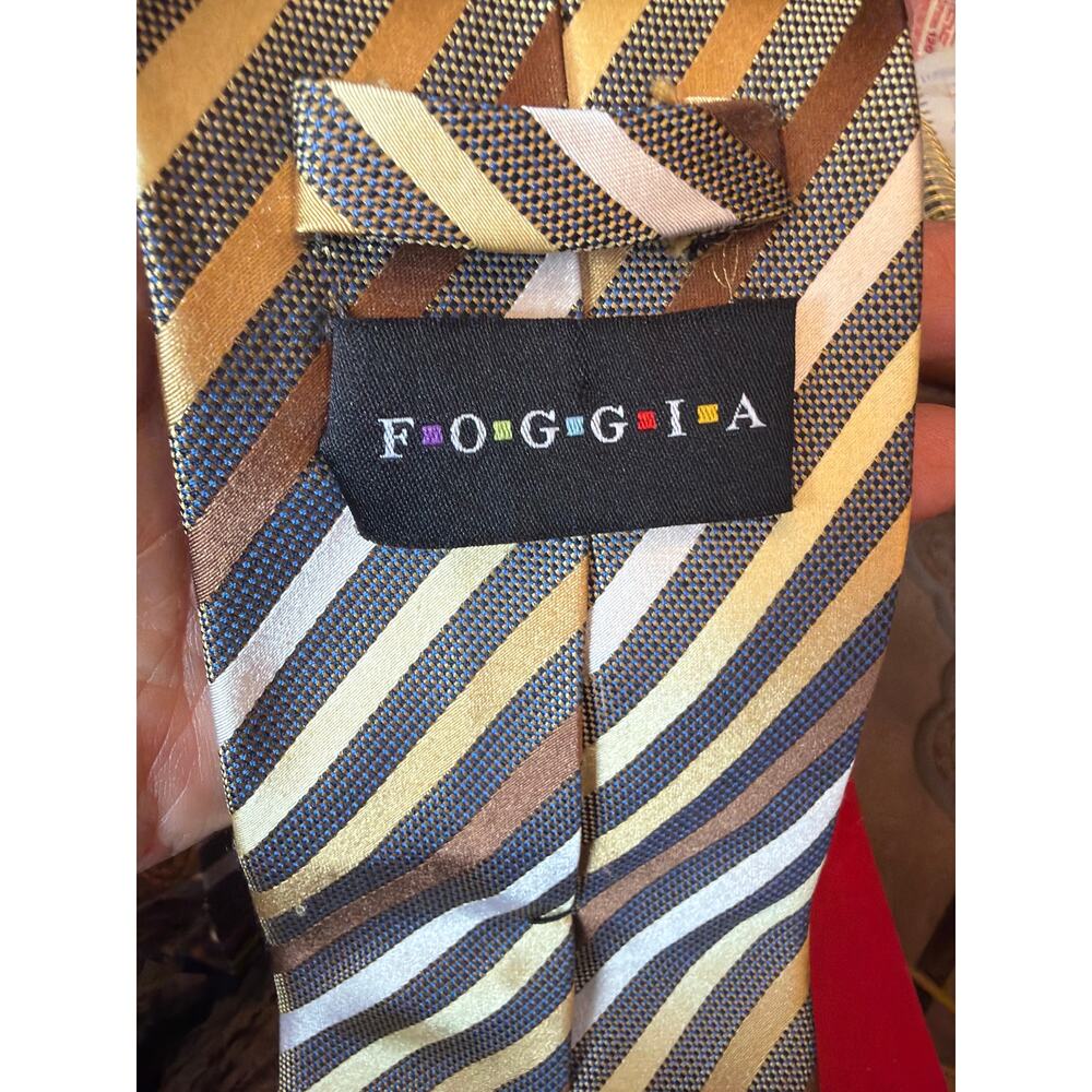 Foggia 100% Silk Italian Men’s Striped Diagnol Tie Vintage 1990's